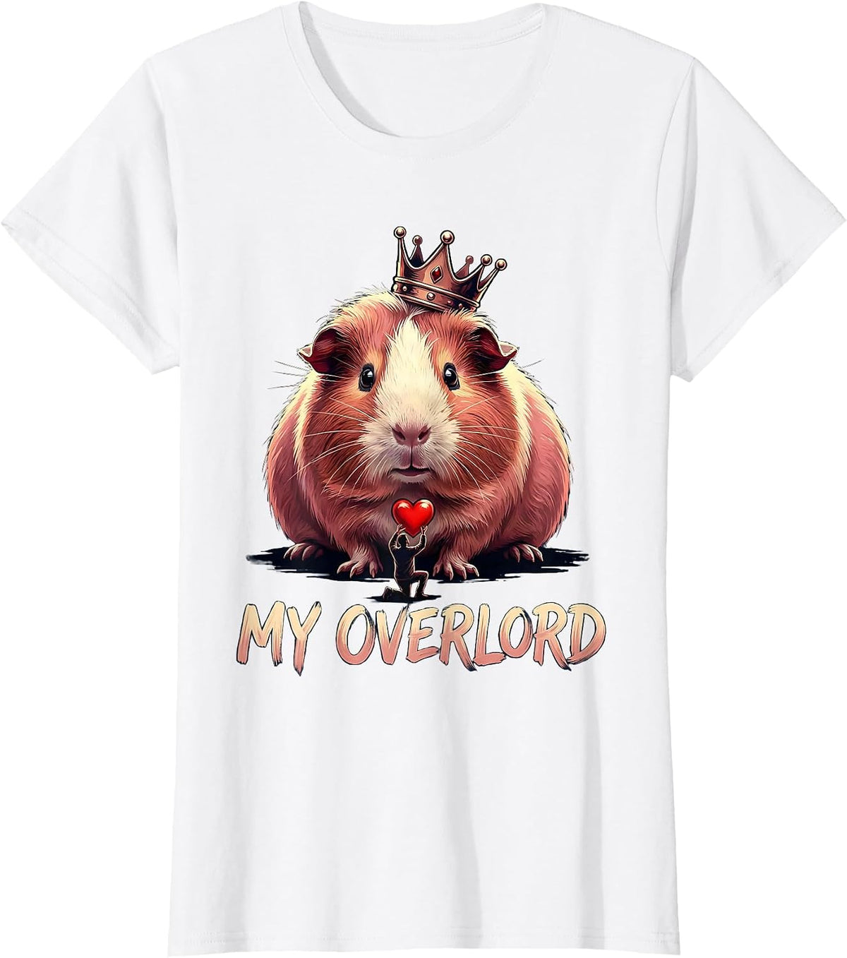 Women's Guinea Pig Crowned Farm Animal Humor Gift T-Shirt - White
