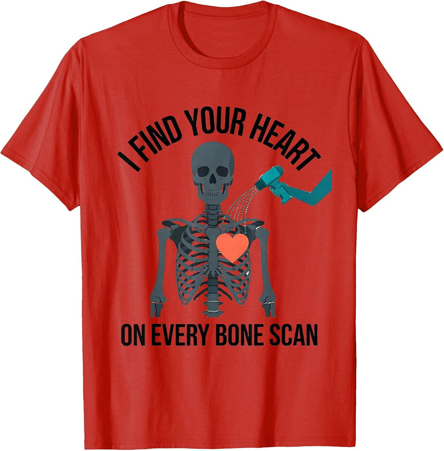 Men's I Find Your Heart On Every Bone Scan Funny Radiology Tech T-Shirt - Red