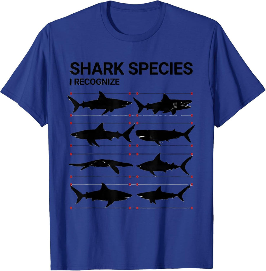 Shark Species I Recognize Funny Marine Biology Ocean T-Shirt - Royal Blue