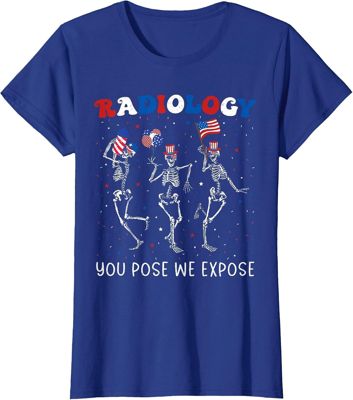 Radiology 4th of July Skeleton Radiologist X-Ray Tech T-Shirt - Royal Blue