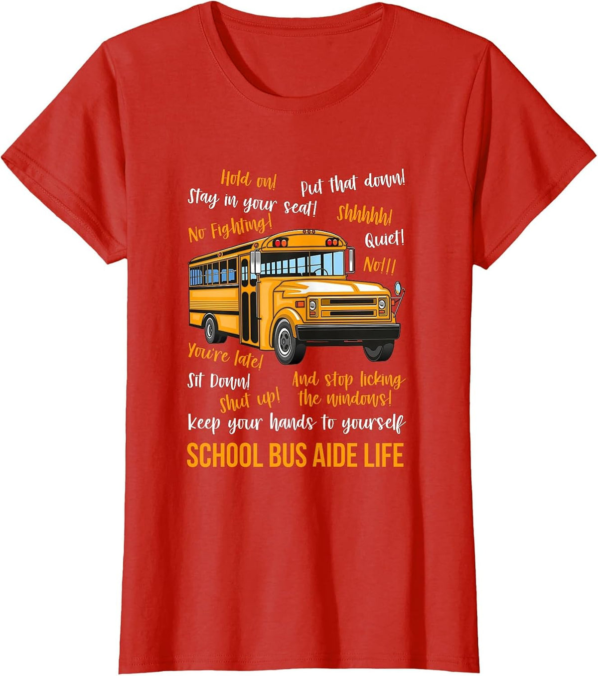 Funny School Bus Aide Life Tee School Bus Shirts for Adults T-Shirt - Red