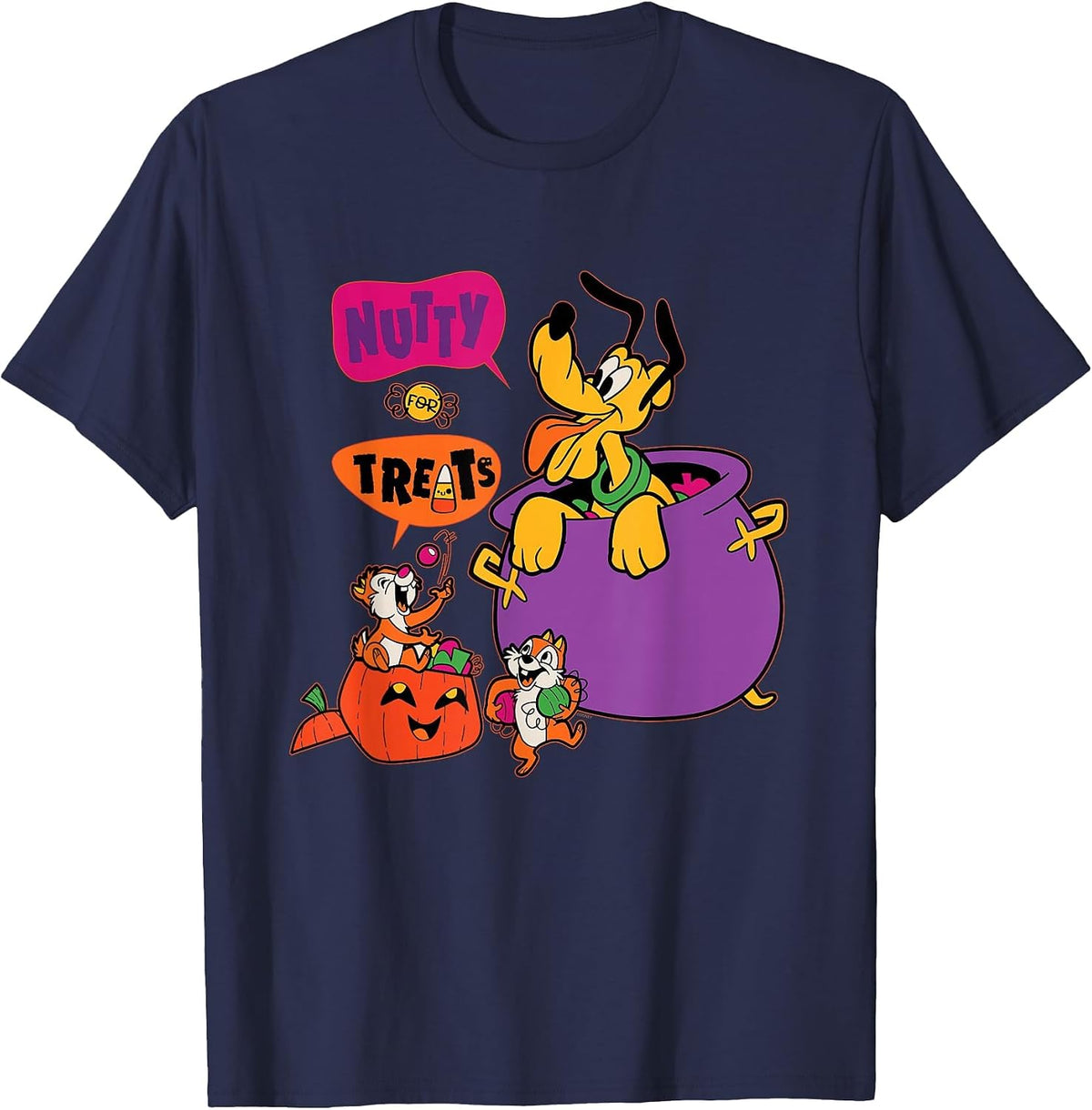 Disney Pluto and Chip 'n' Dale Nutty for Treats Halloween T-Shirt - Navy Blue