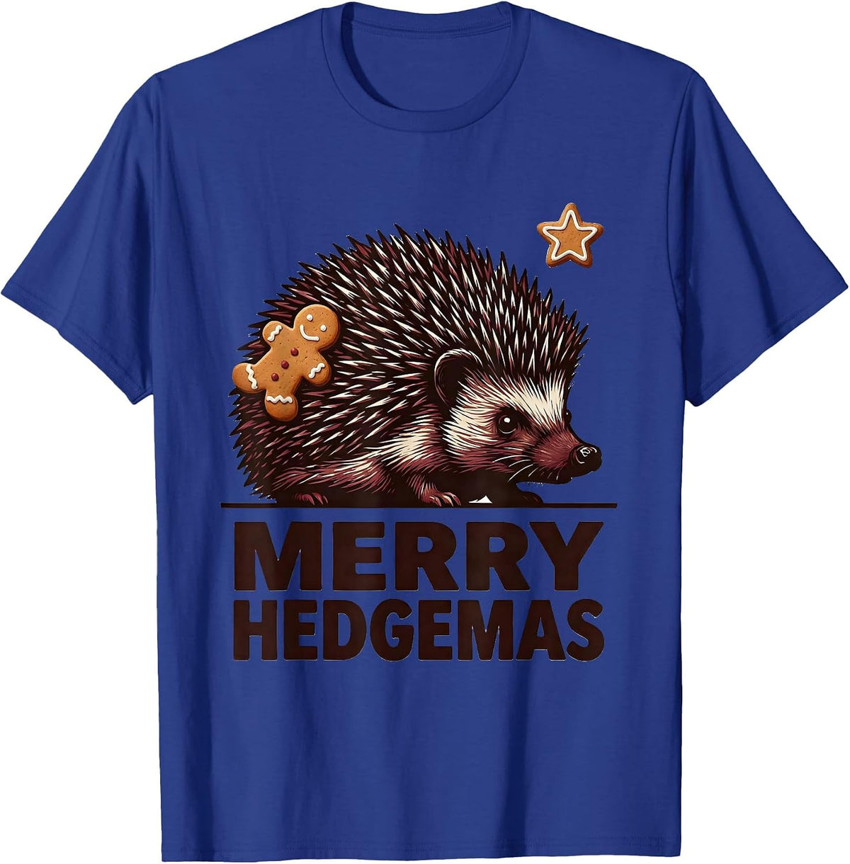 Men's Merry Hedgemas Cute Hedgehog Christmas Novelty Humor T-Shirt - Royal Blue
