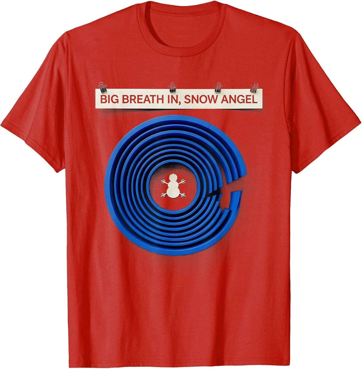 Men's Big Breath In Snow Angel Funny Radiology Xray Tech Christmas T-Shirt - Red