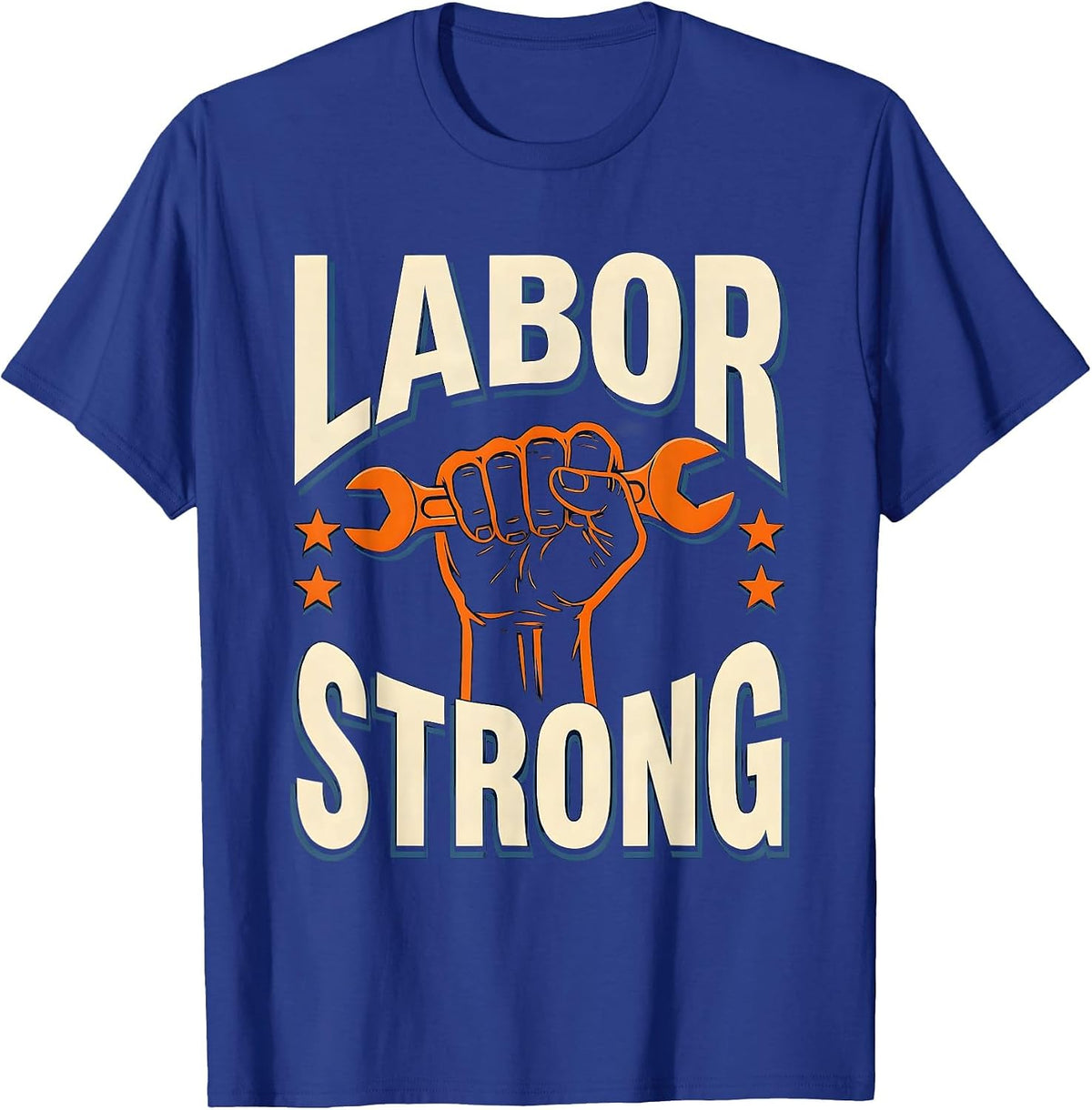 Men's Labor Strong Screenprint Union Worker Solidarity Pride T-Shirt - Royal Blue