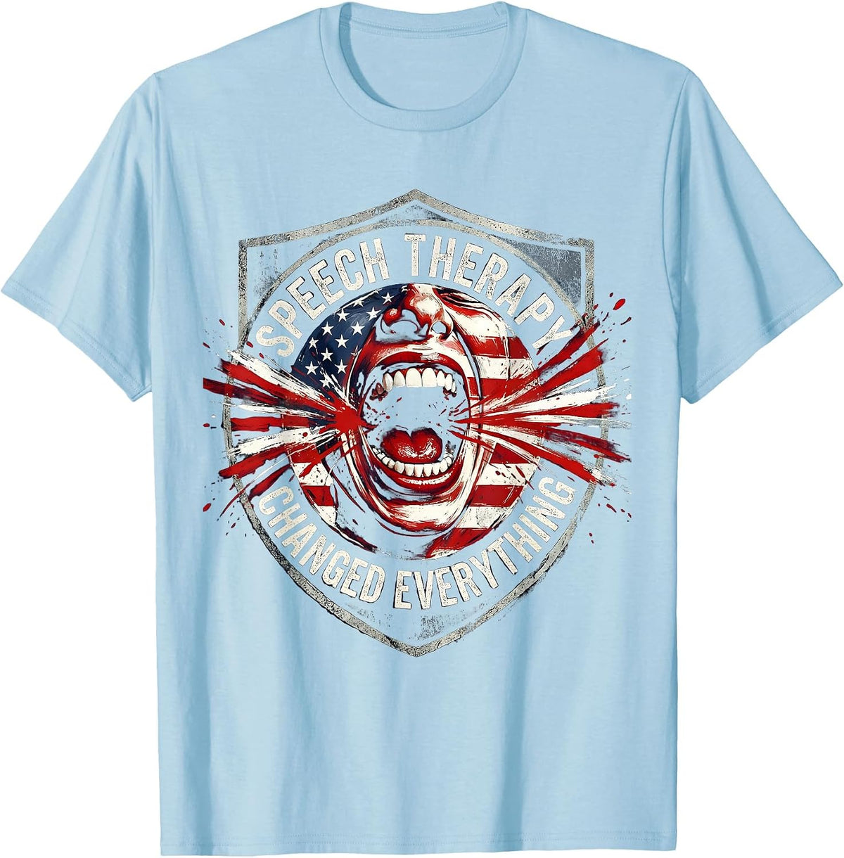 Men's Speech Therapy Changed Everything Therapist Design T-Shirt - Baby Blue