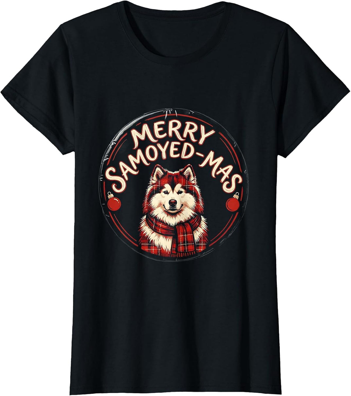 Merry Samoyed-mas Bold Hand-Lettered Dog Breed Christmas T-Shirt - Black