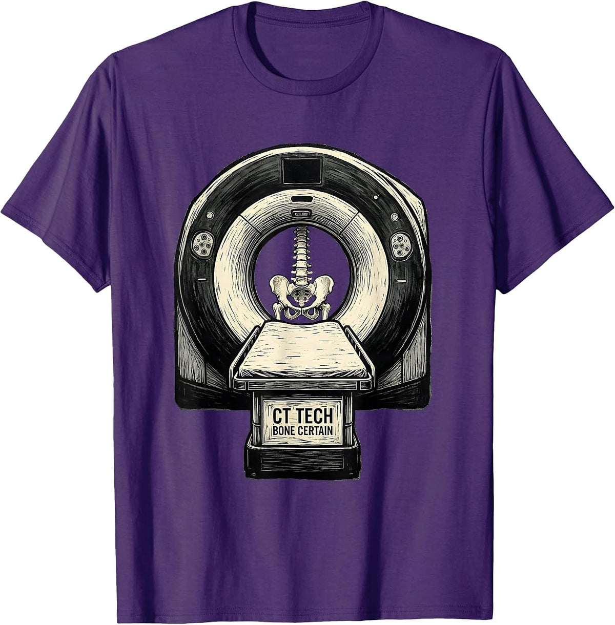 Men's CT Tech Bone Certain Funny Radiology Technologist Humor T-Shirt - Purple