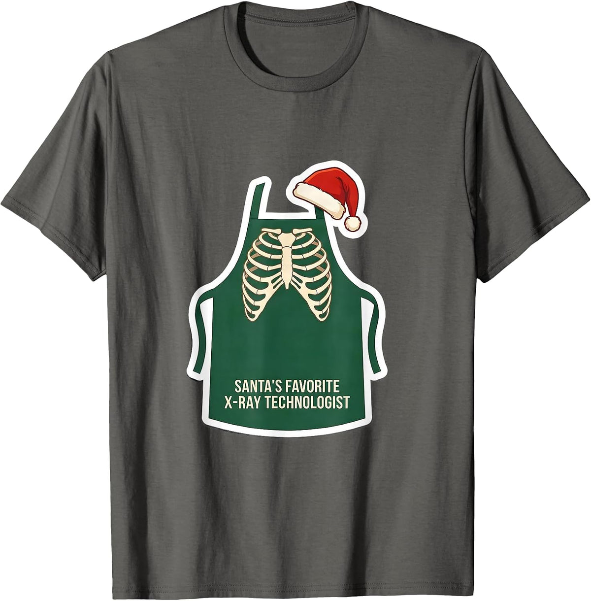 Men's Santa's Favorite X-Ray Technologist Funny Radiology Tech T-Shirt - Asphalt Grey