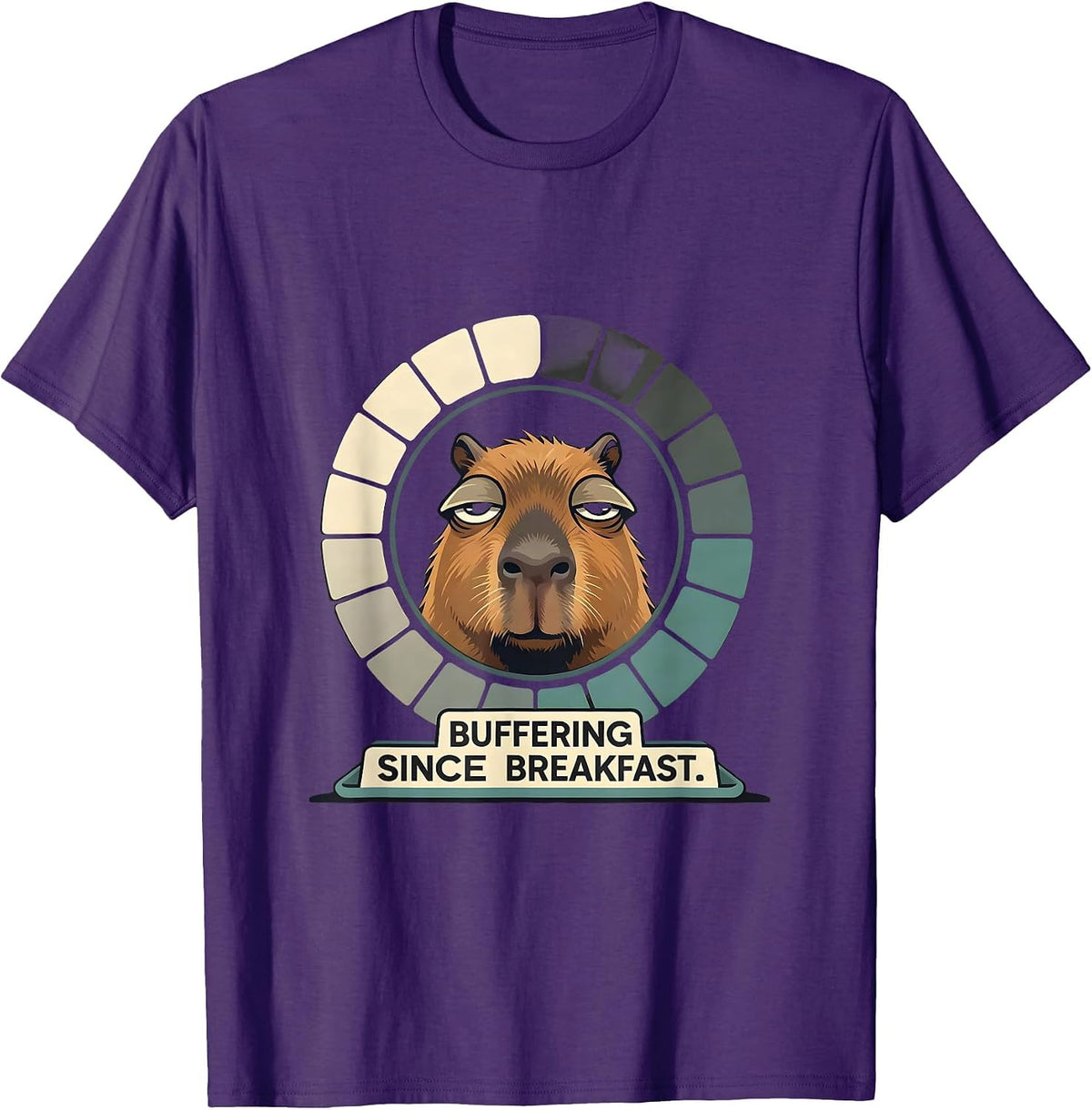 Men's Buffering Since Breakfast Funny Capybara Gamer Humor T-Shirt - Purple
