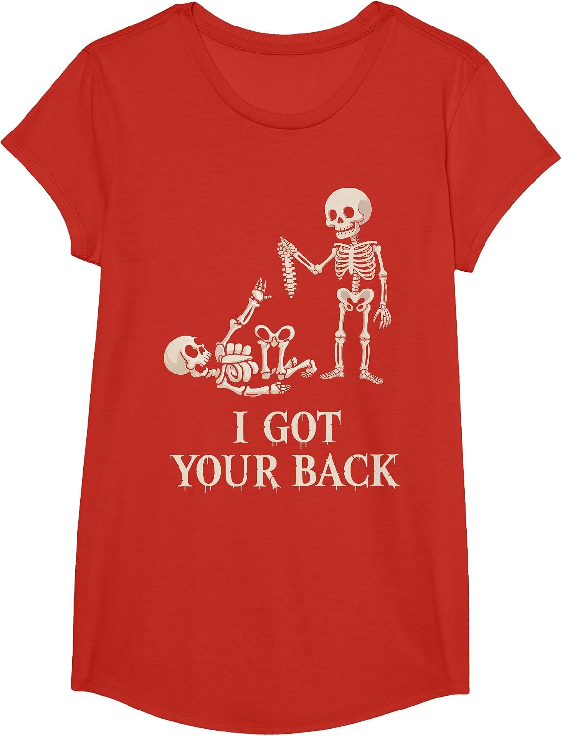 I Got Your Back Halloween Skeleton Skull T-Shirt - Girls Red