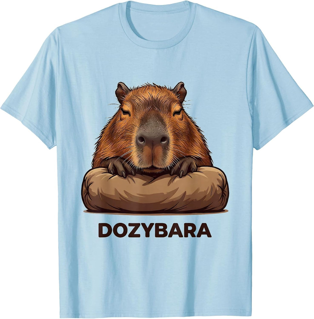 Dozybara Cute Capybara Sleepy Pajama Humor Kids Adults T-Shirt - Baby Blue