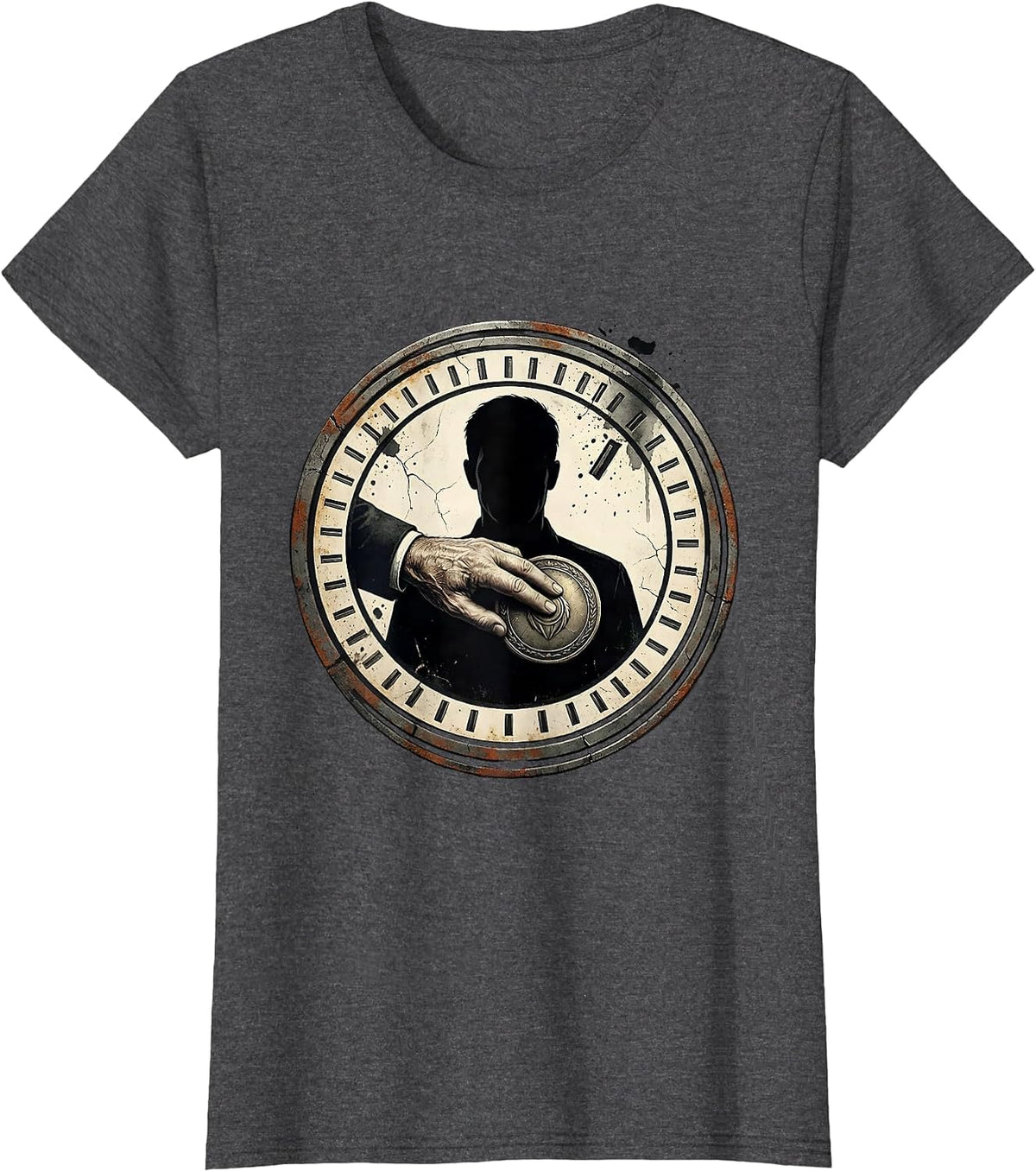 Women's Favorite Son In Law Distressed Badge Humor T-Shirt - Dark Heather Grey