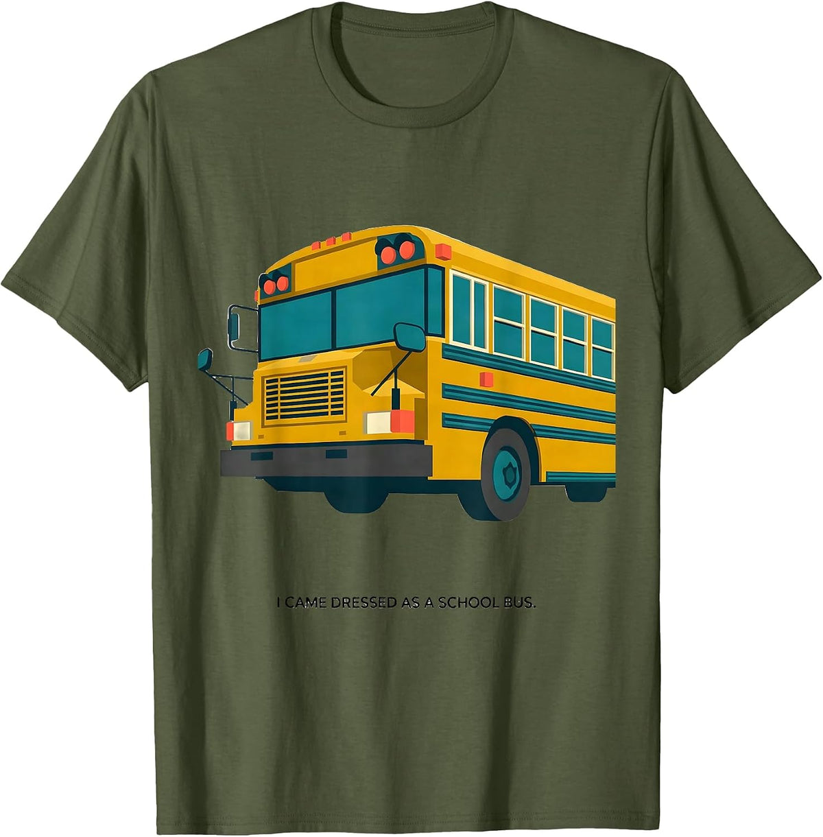 I Came Dressed As A School Bus Funny Midcentury Modern T-Shirt - Olive Green