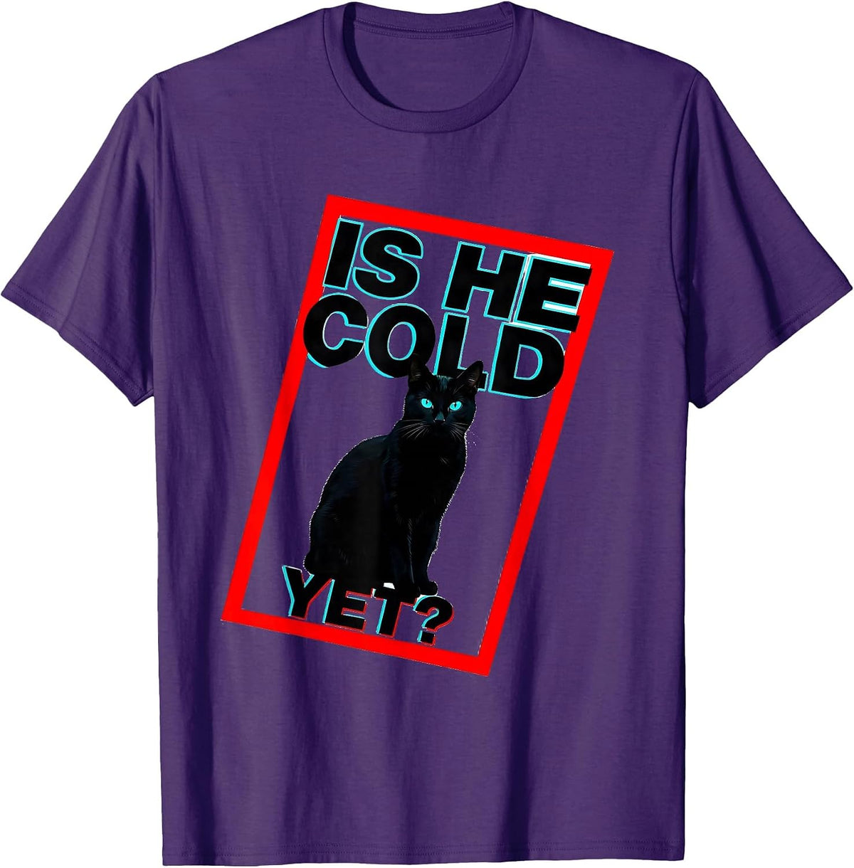 Men's Is He Cold Yet Dark Humor Gothic Cat Raven Humor T-Shirt - Purple