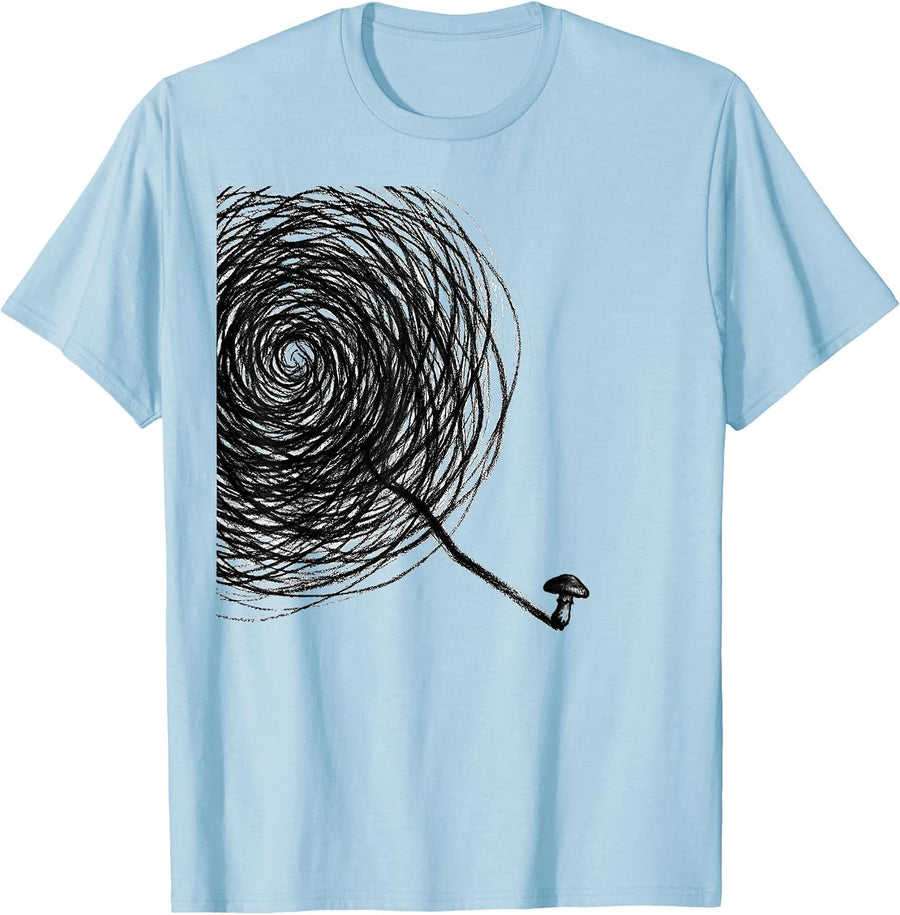 Men's Morel Trail Line Minimalist Mushroom Forager Humor T-Shirt - Baby Blue