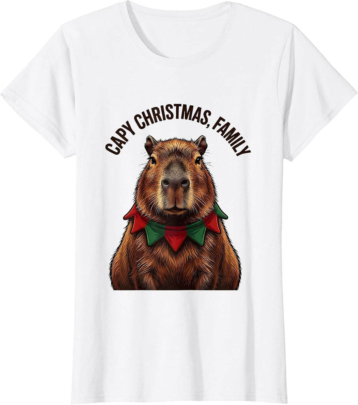 Women's Capy Christmas Family Funny Capybara Animal Lover Holiday T-Shirt - White