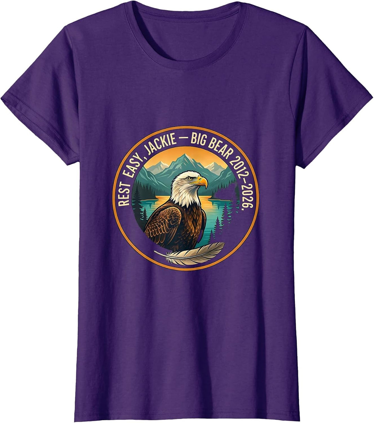 Women's Rest Easy Jackie Big Bear 2012–2026 Eagle Memorial Tribute T-Shirt - Purple