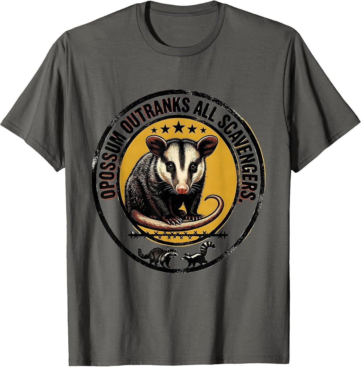 Men's Opossum Outranks All Scavengers Funny Animal Meme Possum T-Shirt - Asphalt Grey
