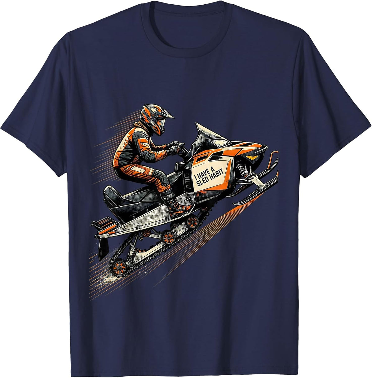 Men's I Have A Sled Habit Funny Snowmobile Rider Snowmobiling T-Shirt - Navy Blue
