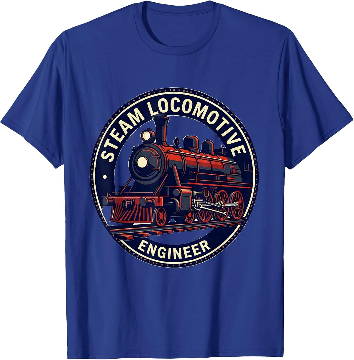 Steam Locomotive Engineer Vintage Train Enthusiast Railroad T-Shirt - Royal Blue