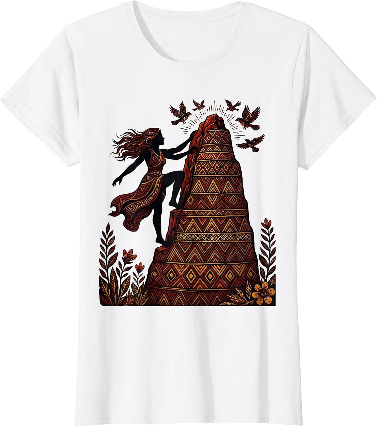 Woman Climbing Cliff Face Freedom Graphic Design T-Shirt - White