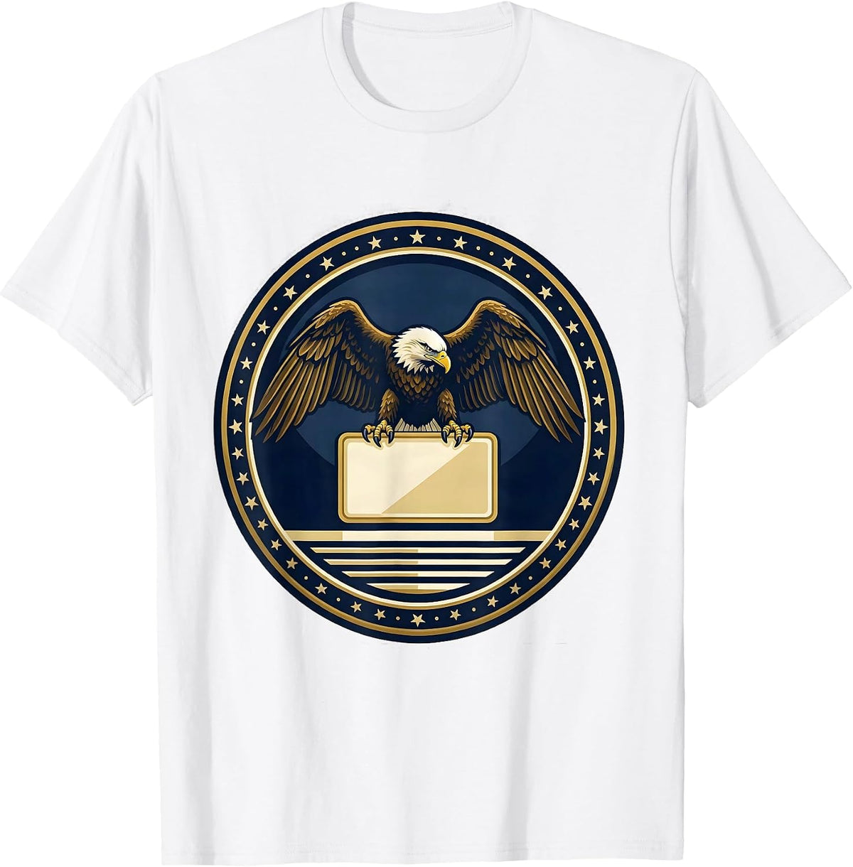 Men's Sealed Eagle Anniversary Badge Patriotic 250th Celebration T-Shirt - White