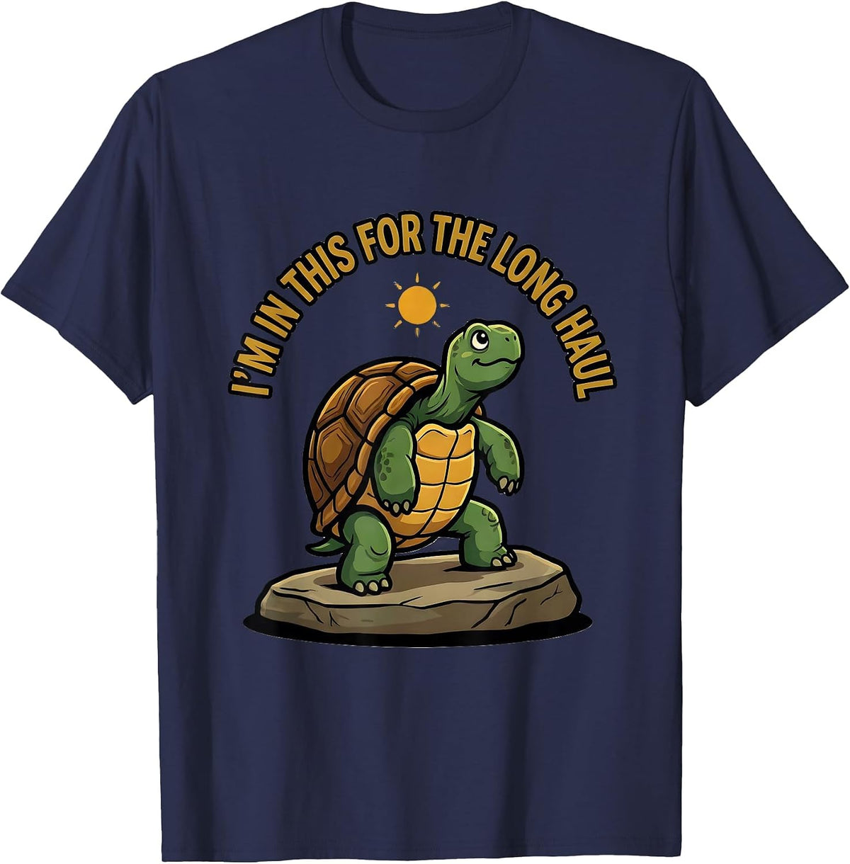 I'm In This For The Long Haul Funny Tortoise Lover Pet Owner T-Shirt - Navy Blue