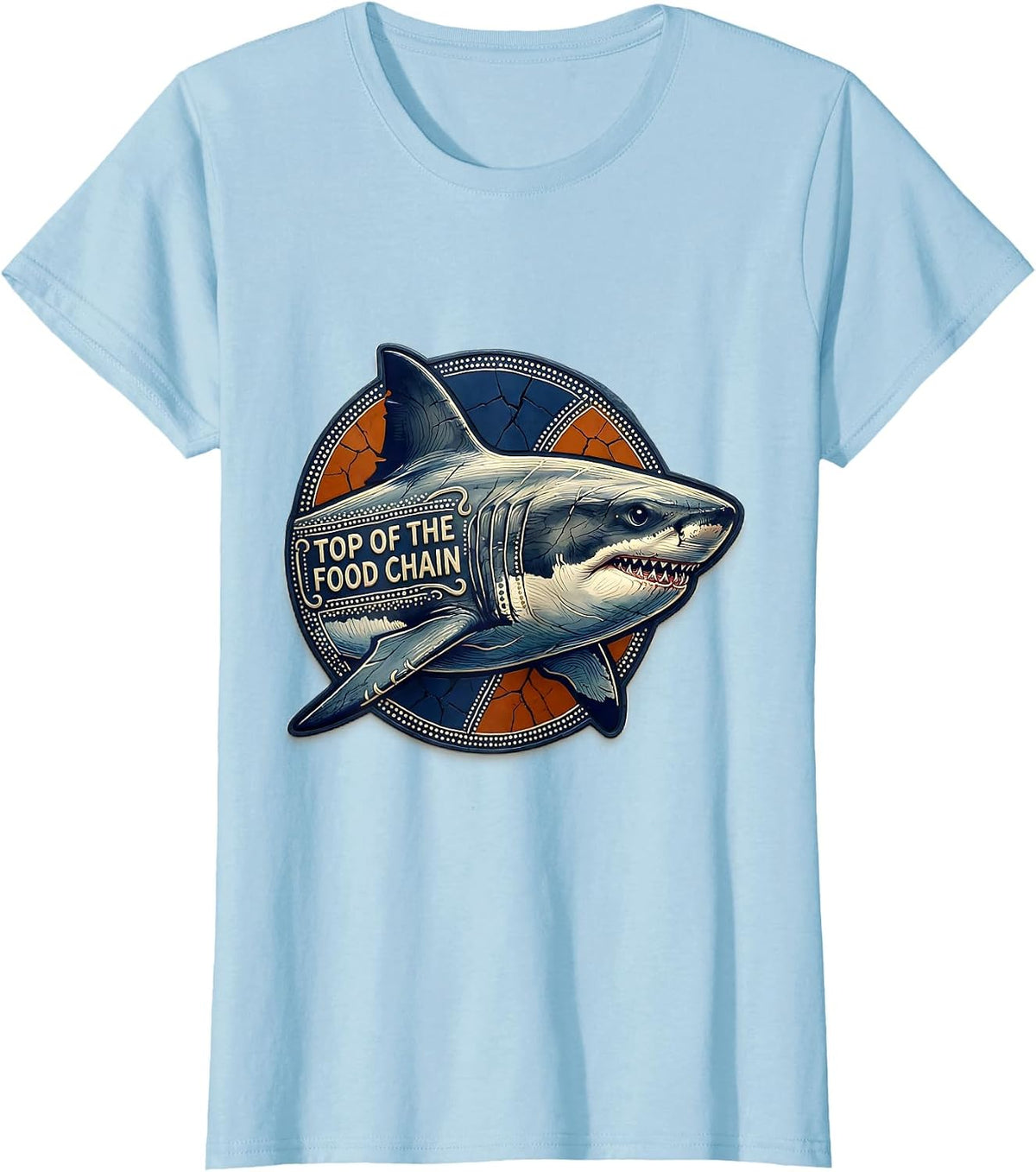 Top of the Food Chain Shark Graphic Design T-Shirt - Baby Blue