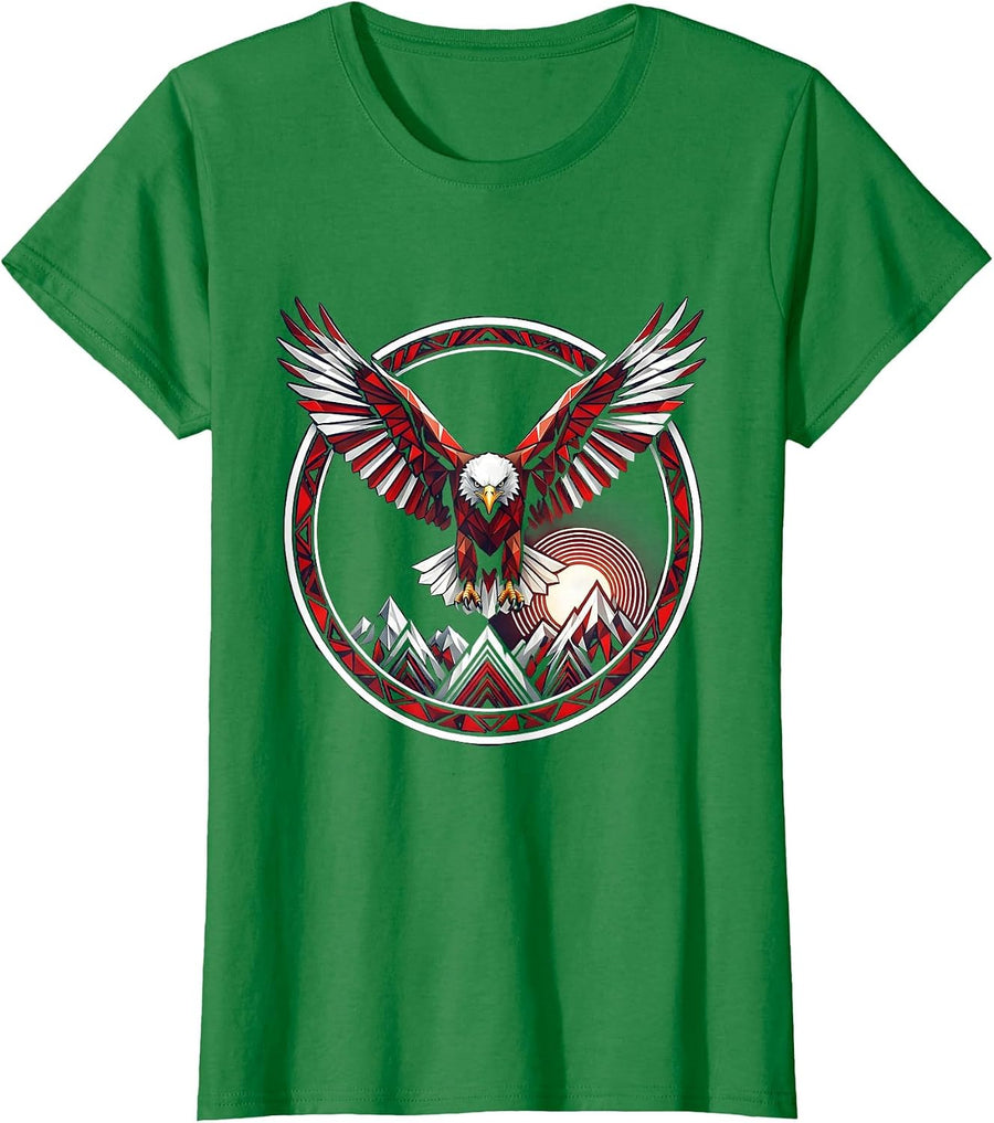 Women's Colorado Bald Eagle Soaring Over Mountain Peaks T-Shirt - Kelly Green