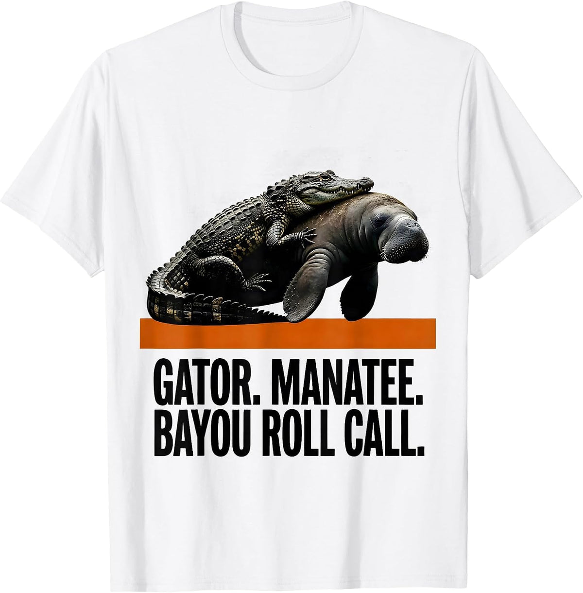 Men's Gator Manatee Bayou Roll Call Brutalist Graphic Gulf Coast T-Shirt - White