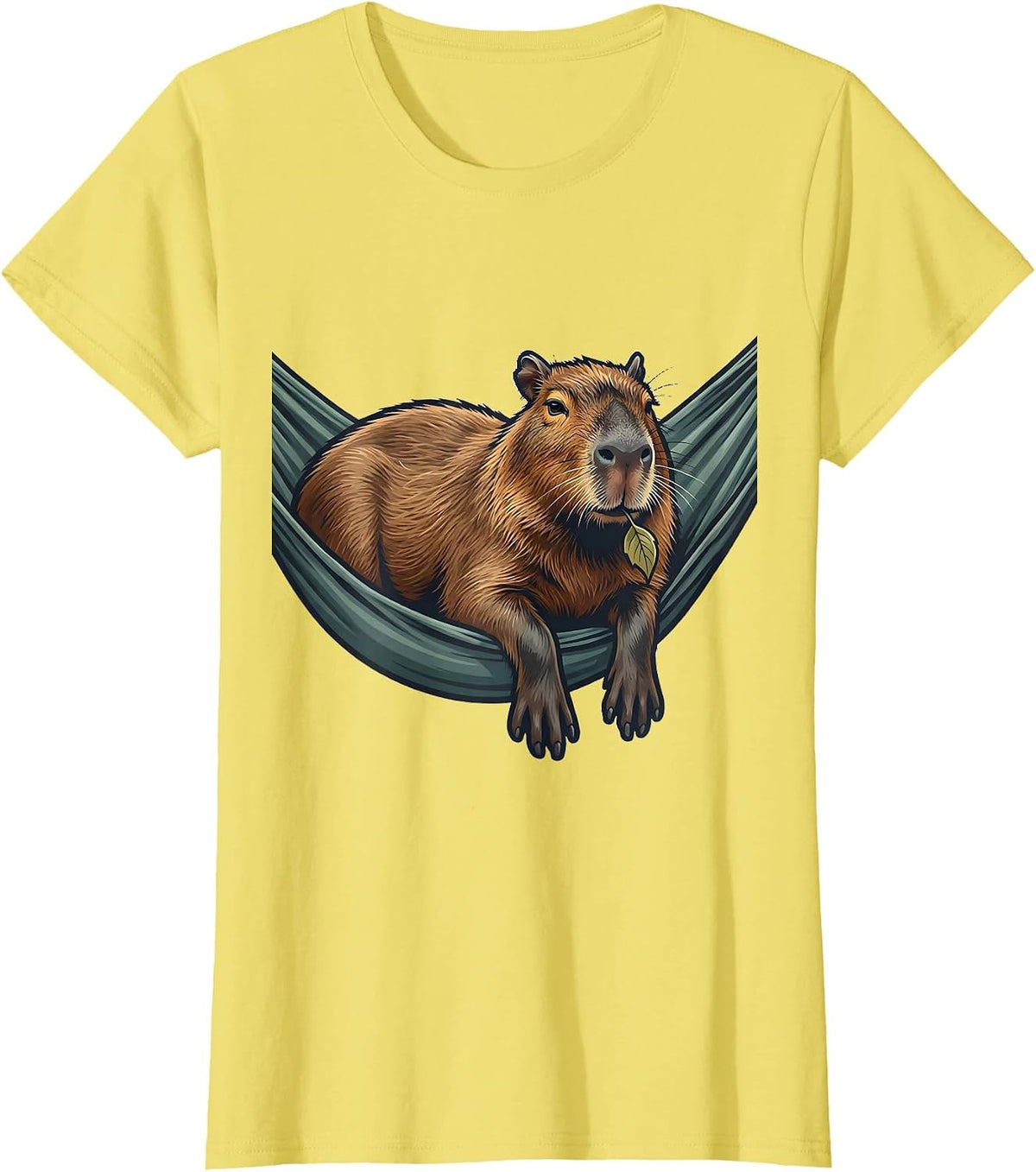 Women's Capybara Hammock Cute Animal Lover Funny Meme T-Shirt - Lemon Yellow