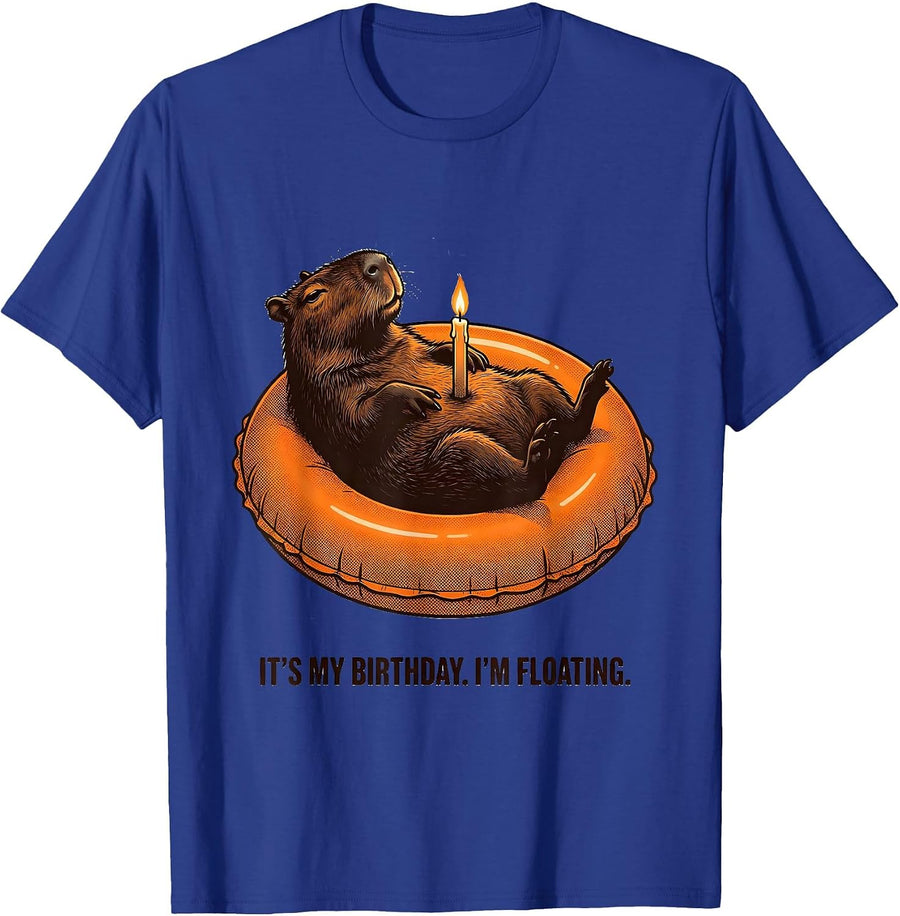 It's My Birthday I'm Floating Cute Capybara Kawaii Birthday T-Shirt - Royal Blue