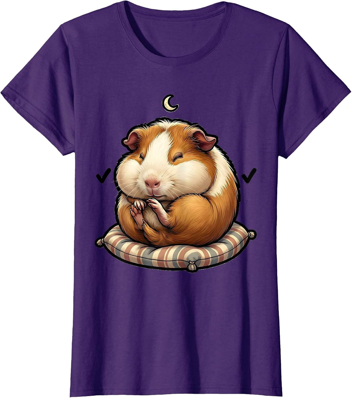 Women's Sleeping Guinea Pig Cute Animal Lover Novelty Sleepshirt T-Shirt - Purple