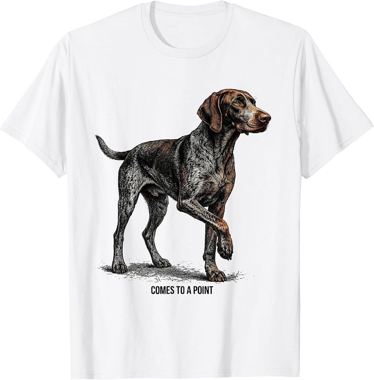 Men's Comes To A Point Funny German Shorthaired Pointer Dog Lover T-Shirt - White