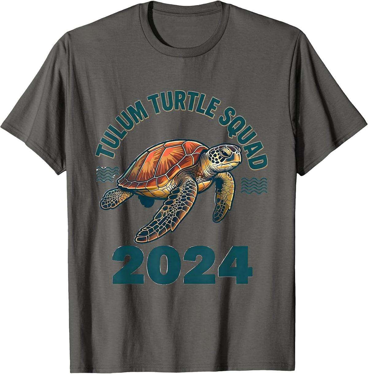 Men's Tulum Turtle Squad 2024 Cute Sea Turtle Ocean Animal T-Shirt - Asphalt Grey