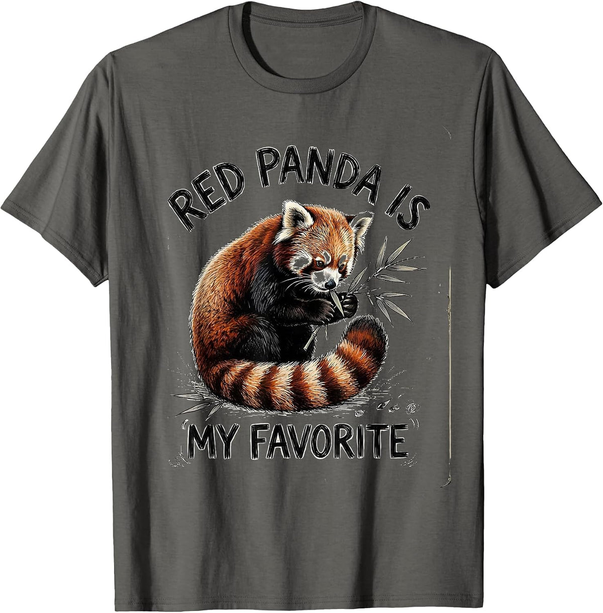 Red Panda Is My Favorite Funny Cute Panda Lover Humor T-Shirt - Asphalt Grey