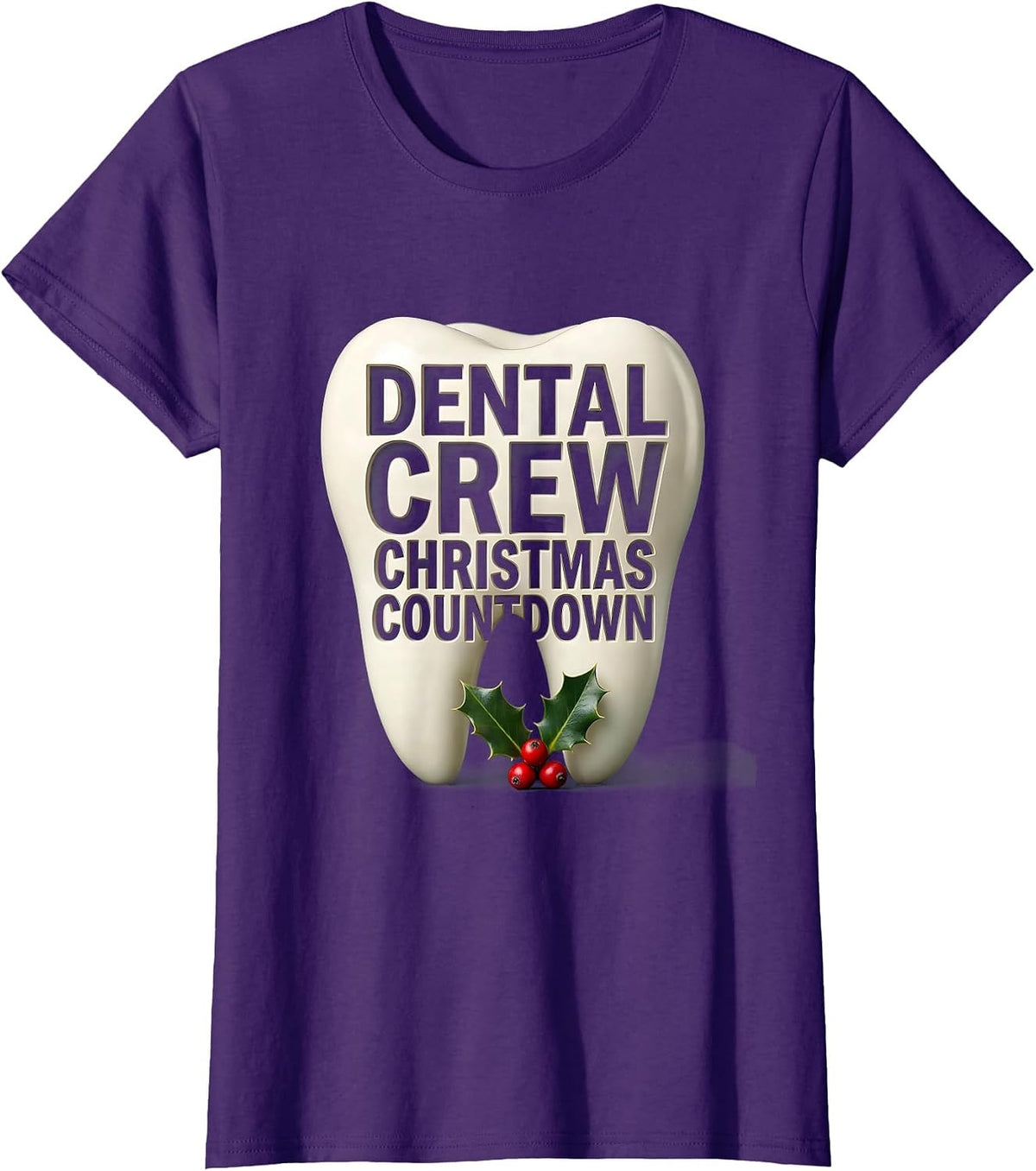 Women's Dental Crew Christmas Countdown Funny Dentist Dental T-Shirt - Purple