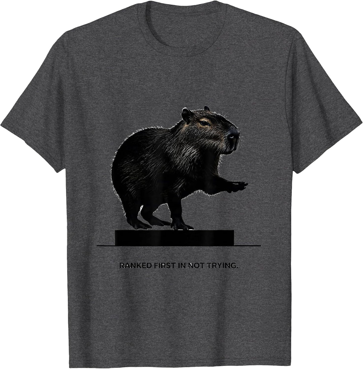 Ranked First In Not Trying Funny Capybara Animal Meme Humor T-Shirt - Dark Heather Grey