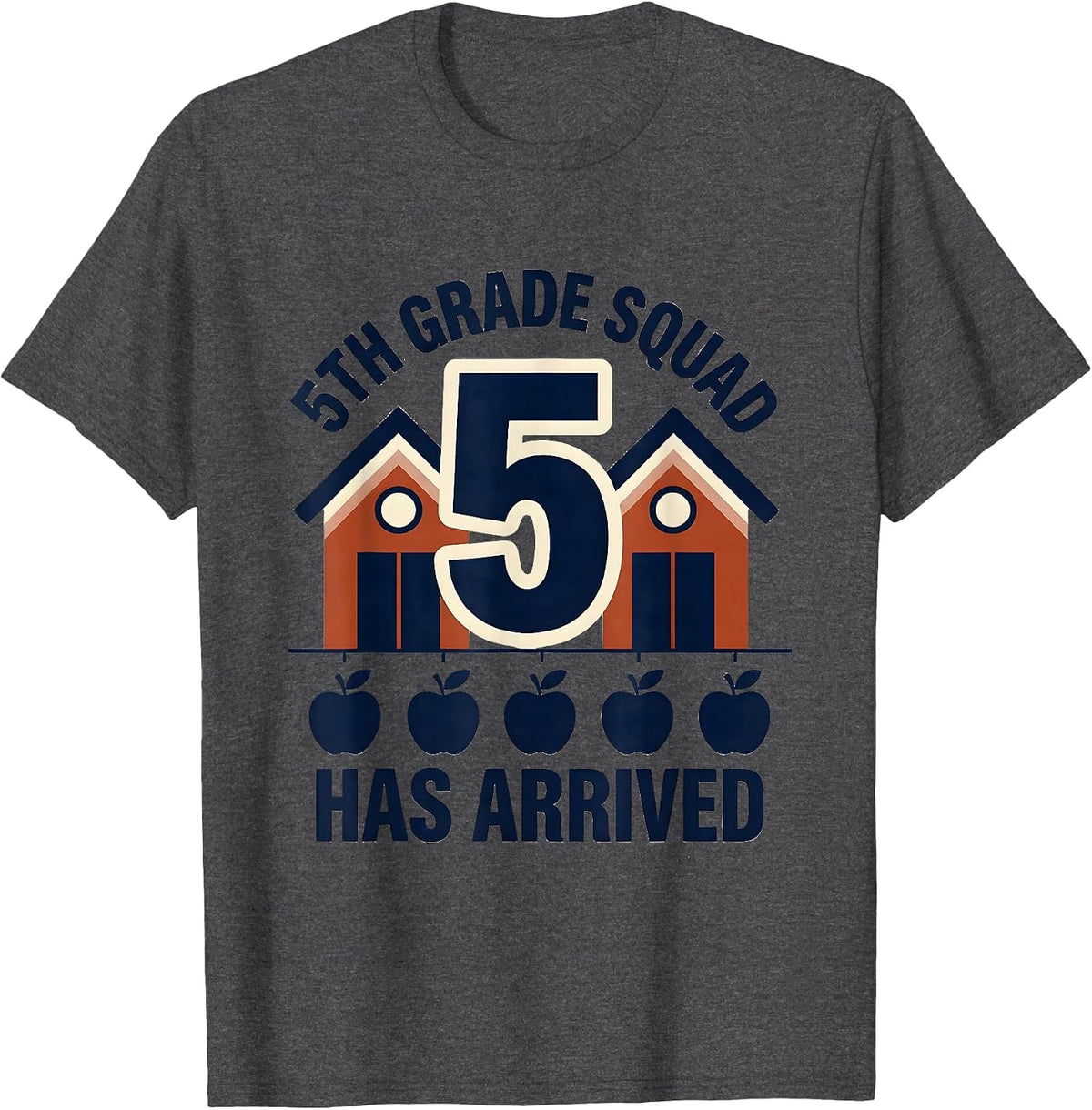 Men's 5th Grade Squad Has Arrived Fifth Grade Teacher Back T-Shirt - Dark Heather Grey