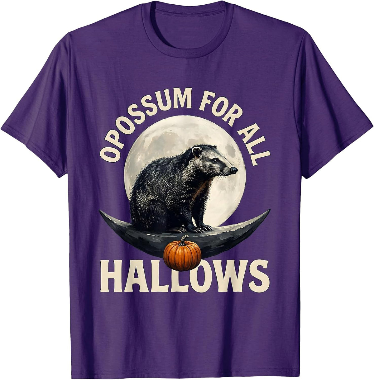 Men's Opossum For All Hallows Vintage Gothic Halloween Spooky Moon T-Shirt - Purple