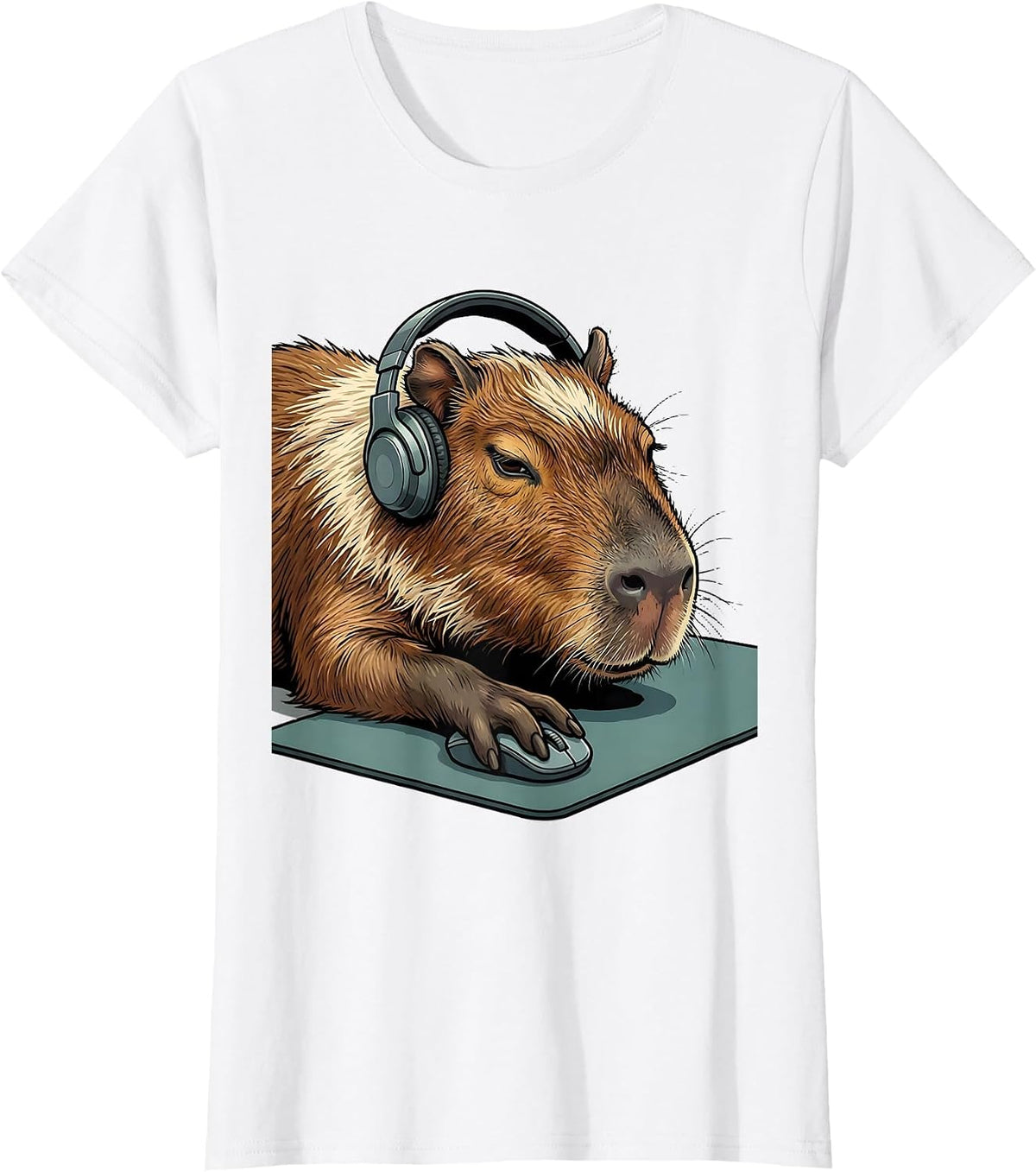 Women's Capybara Gamer Funny Meme Humor Video Games T-Shirt - White