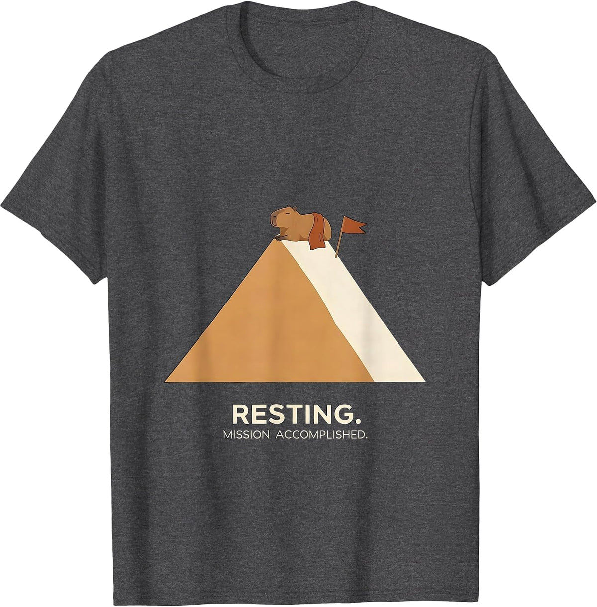 Resting Mission Accomplished Cute Capybara Sleepybara Sleep T-Shirt - Dark Heather Grey