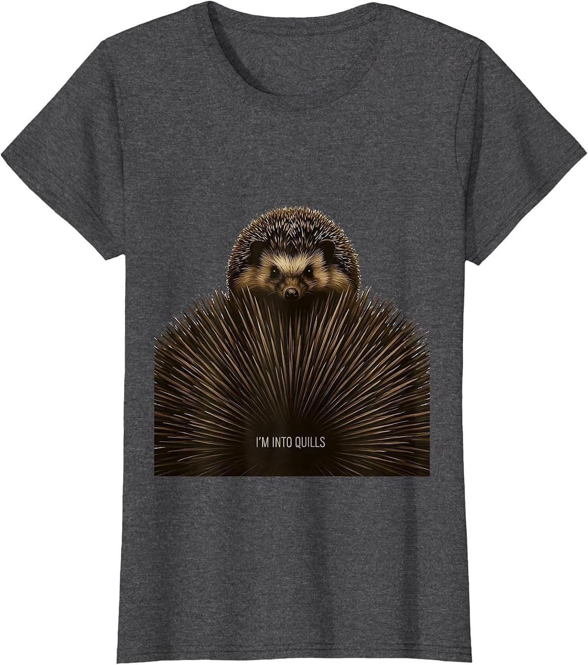 Women's I'm Into Quills Cute Hedgehog Lover Funny Cartoon Humor T-Shirt - Dark Heather Grey