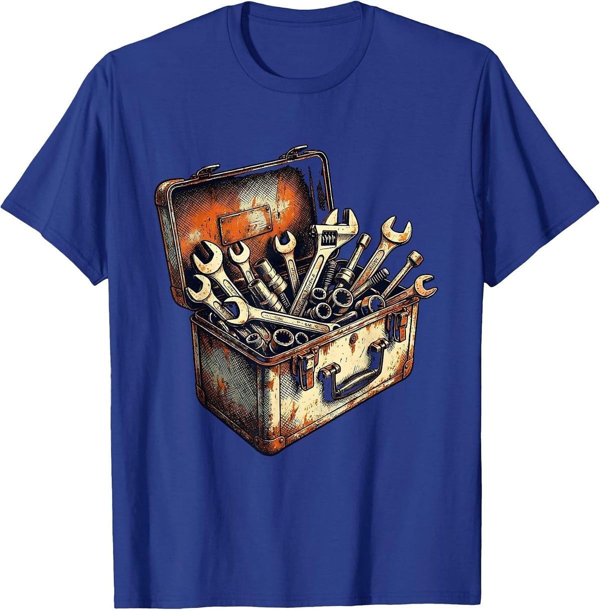 Men's Mechanic Toolbox Overflowing Wrenches Graphic T-Shirt - Royal Blue