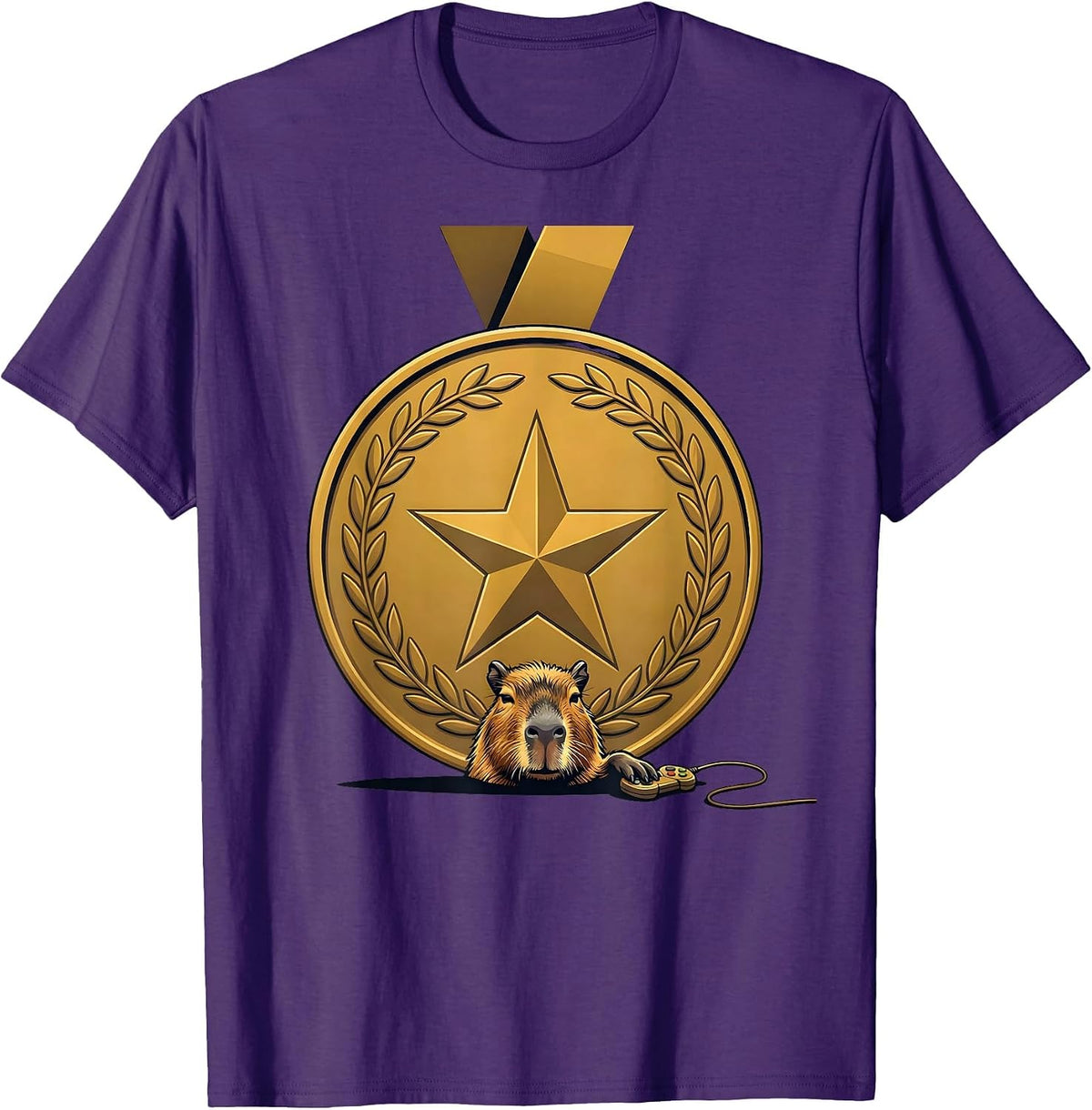 Men's Capybara Gamer Meme Humor Cute Funny Teen Gift T-Shirt - Purple