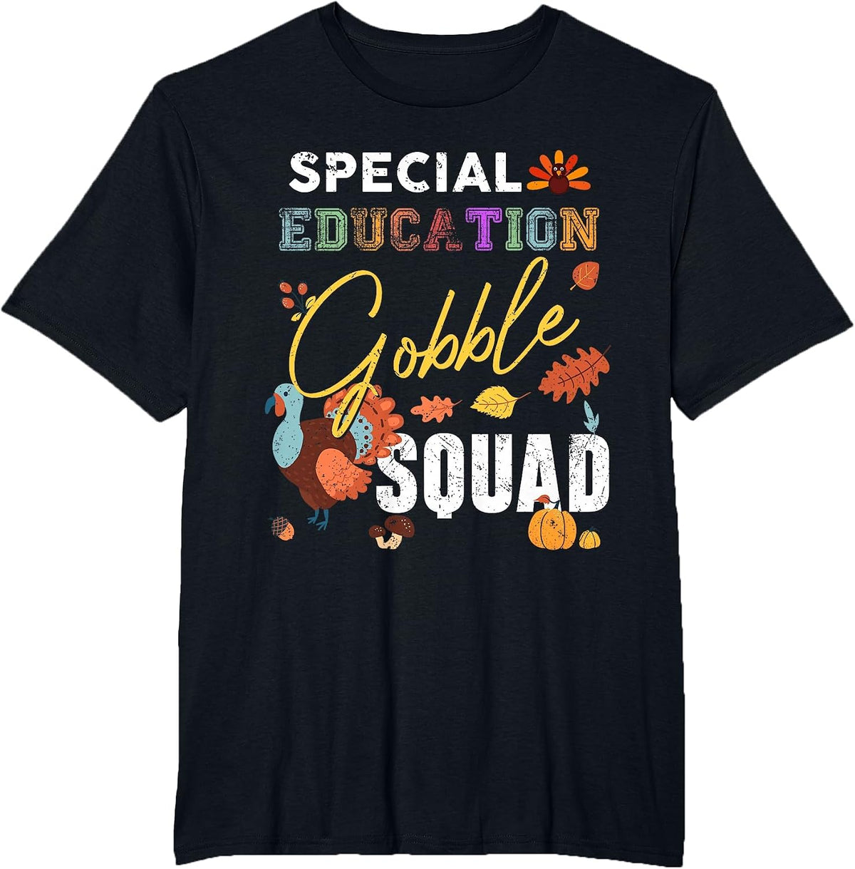 Special Education Gobble Squad Thanksgiving Matching T-Shirt - Black