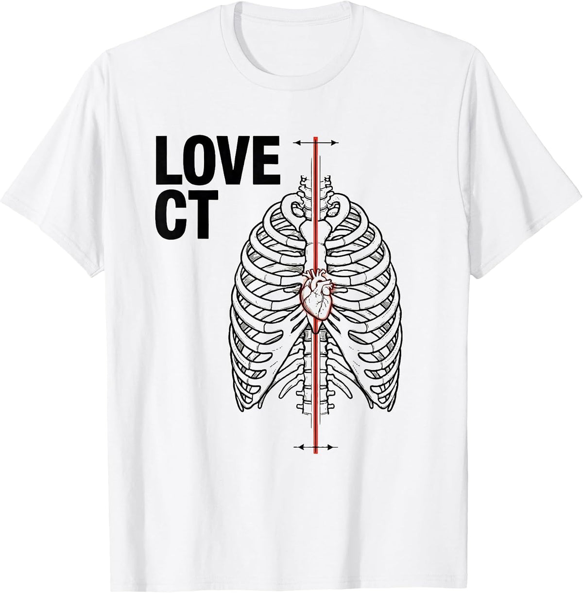 Men's Love CT Funny Radiology Tech Skeleton Humor Valentine Gift T-Shirt - White