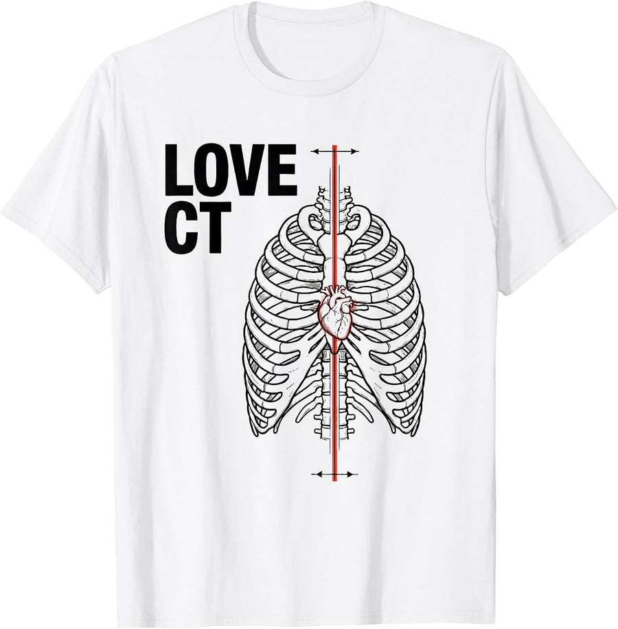 Men's Love CT Funny Radiology Tech Skeleton Humor Valentine Gift T-Shirt - White
