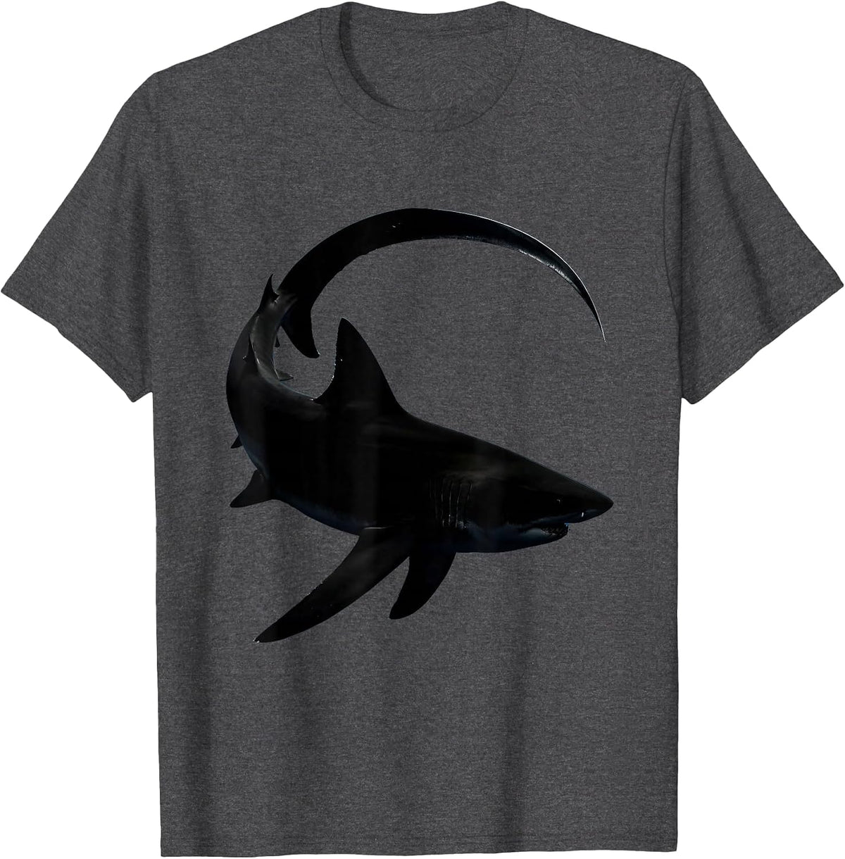 Thresher Shark Long Tail Ocean Wildlife Illustration T-Shirt - Dark Heather Grey